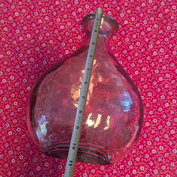 Vintage Hand Blown Glass Bottle Vase Purple Rose Gold Pink Spanish Bottle Boho - Picture 9 of 11